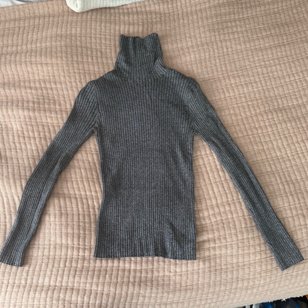 Express Charcoal Ribbed Turtleneck Sweater